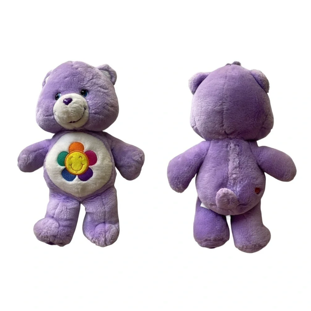 Care Bear Purple Harmony Bear flower Talking Works 13” Plush Stuffed Animal 2003